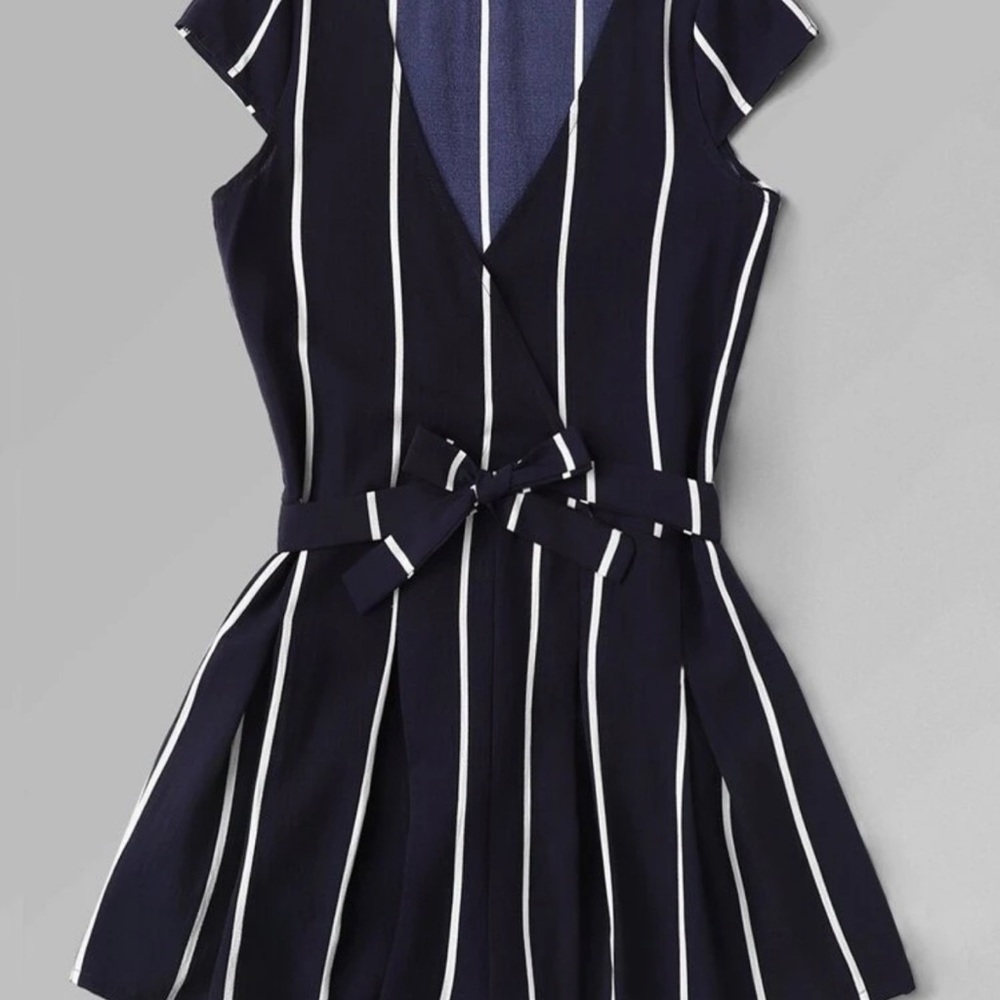 Navy Striped Sleeveless Dress